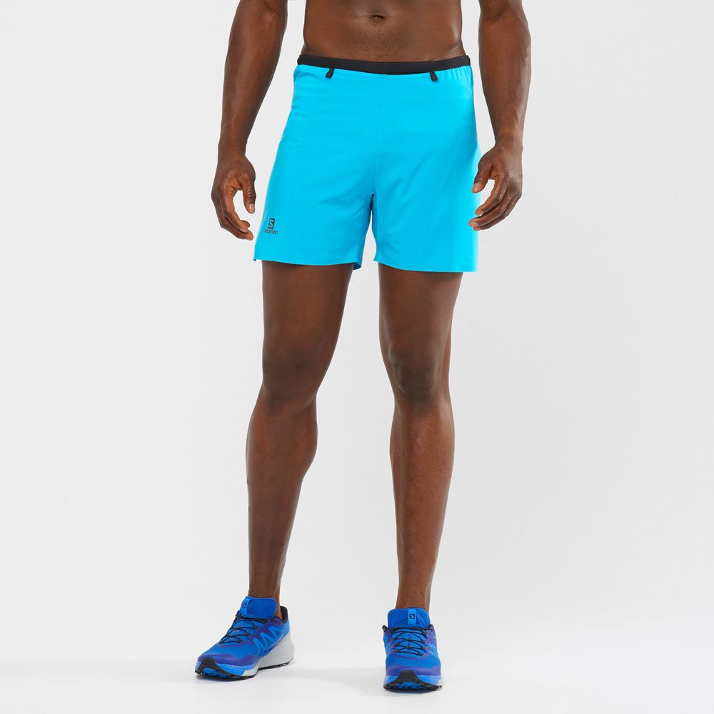 Salomon Singapore Mens Shorts - SENSE 5 Turquoise | 07249-CFDB